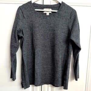 Ellen Tracy Size 1X Long Sleeve Scoop Neck Marled Grey 100% Merino Wool Sweater